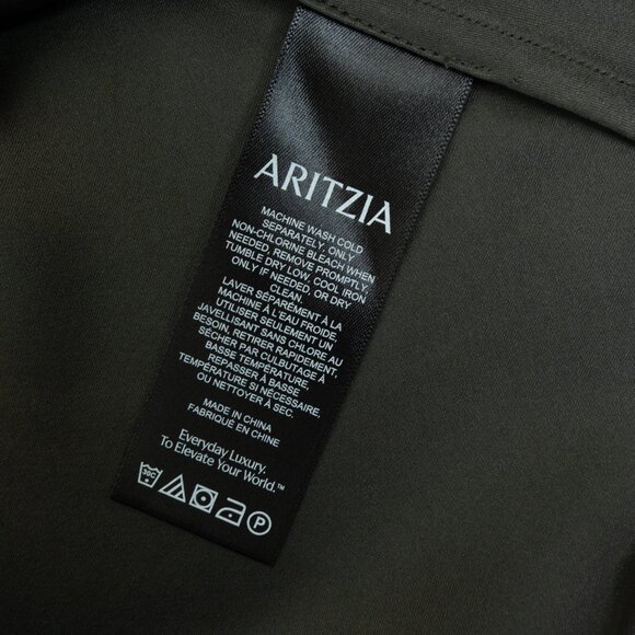 Aritzia Babaton Calisto Satin Blouse Turtleneck Long Sleeve Gray Green - Picture 9 of 10